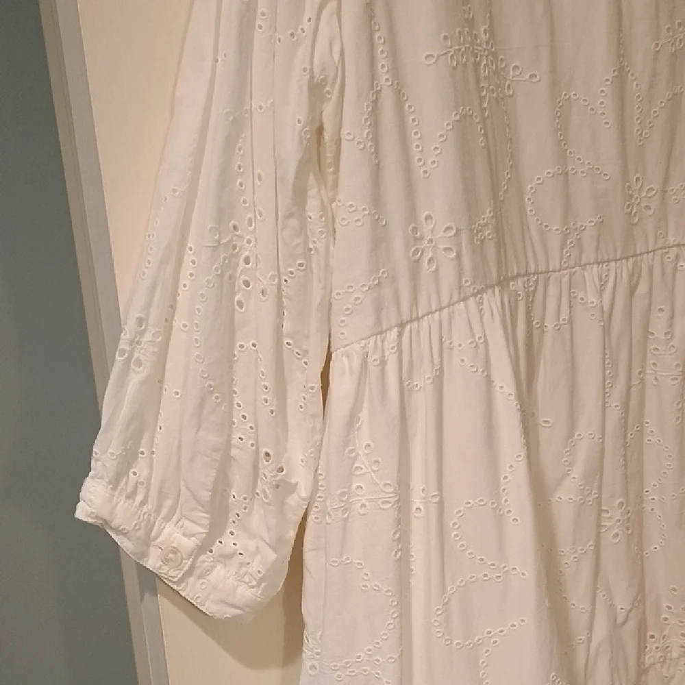 Caslon White Eyelet Tiered Midi Shift Dress - Picture 4 of 5